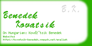 benedek kovatsik business card